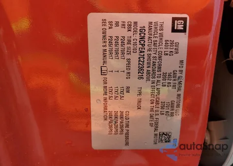 2012 Chevrolet Silverado C1500 z USA, uszkodzony, nr VIN 1GCNCPEA7CZ236216